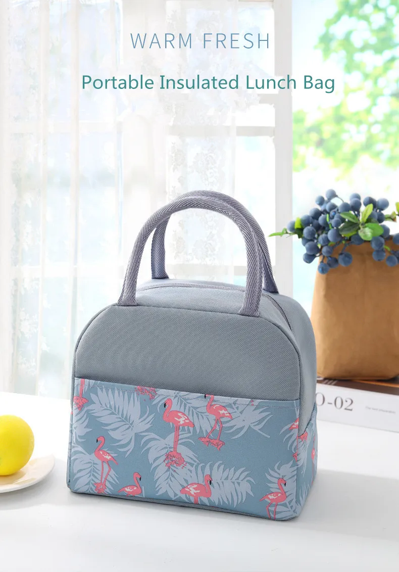 PACGOTH, модная переносная сумка для обеда с изображением фламинго и животных, термоизолированная сумка-холодильник, вместительная школьная сумка для пикника, 1 шт