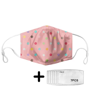 

Tapa Bocas Pink Reuse Mask Wave Point Pattern Women Face Mask With 7pce Activated Carbon PM2.5 Filter Paper Soft Kids Masks