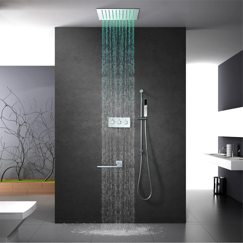 

Sea Depp Concealed Shower Suit Three Feature Cold Embedded Wall-in 64 Color LED Sprinkler Top Spray Manufacturers Direct Selling