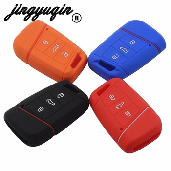 Jingyuqin 30 ピース/ロットシリコーン車のキーカバーケースゴムキーfob vw magotanパサートB8 シュコダA7 スマートリモートプロテクター