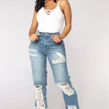 Женские сексуальные рваные джинсы, джинсы для девочек с высокой талией, Женские джинсовые штаны для мам, Джинсы бойфренда для женщин