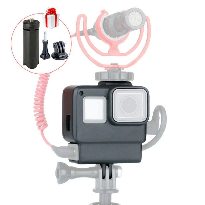 Защитная рамка для камеры Gopro Cage, экшн-камера с микрофоном, светильник для горячего башмака Vlog, аксессуары для Gopro 7 6 5