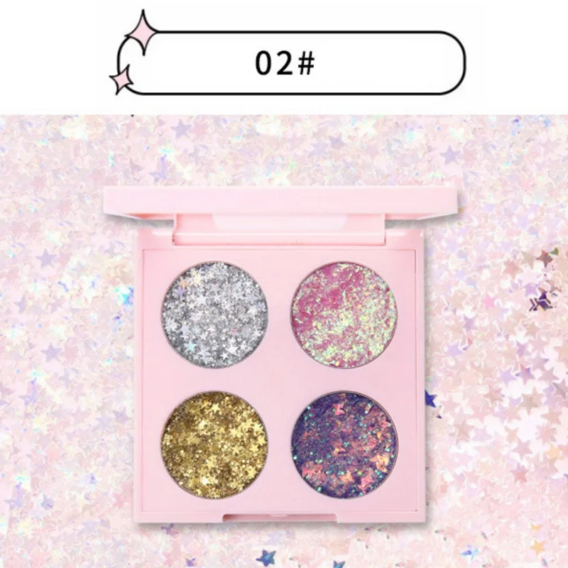 4 Color Sequin Eyeshadow Gel Long-lasting Brighten Skin Color Waterproof Glitter Luminous Eye Shadow Palette Makeup SC54