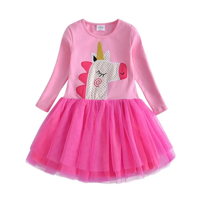 Dxton/Одежда для маленьких девочек платья для маленьких девочек с животными, Vestdios, платье для девочек платье принцессы с длинными рукавами для детей возрастом от 2 до 8 лет - Цвет: RELH4559