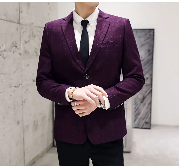 FourSeasons New Large Size Breathable Contrast Color Casual Fashion Business Suit Gentleman British Style Comfortable Men Blazer