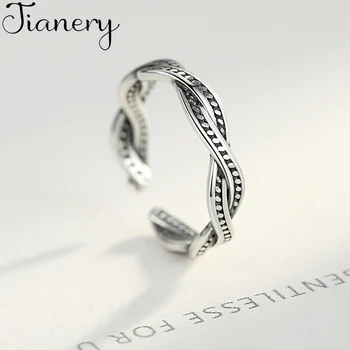 

JIANERY Fashion 925 Sterling Silver Twist Rings For Women Wedding Opening Rings Anel Jewelry 2019