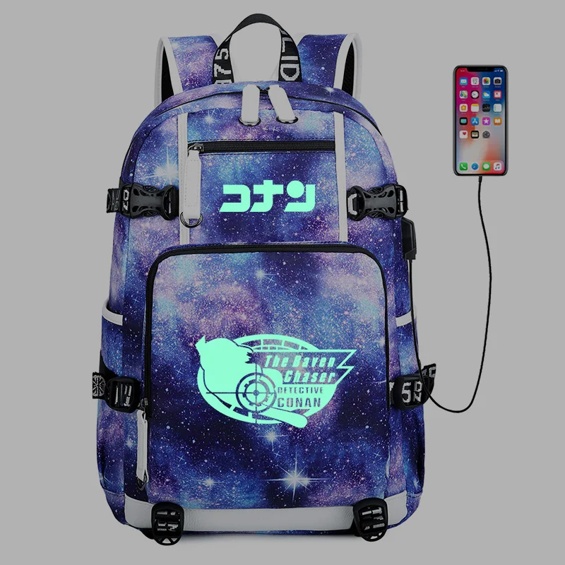 Чехол с закрытым рисунком детектива Конана, рюкзак с аниме USB, Mochila Feminina, школьные сумки для ноутбука, рюкзаки для подростков