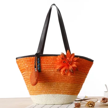 

New Korean version of straw baozi mother bag hand-woven bag shoulder bag beach bag fashion female bag