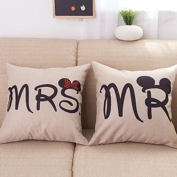 

Simple wedding custom MRSMR couple Valentine's Day linen pillow (without pillow core)