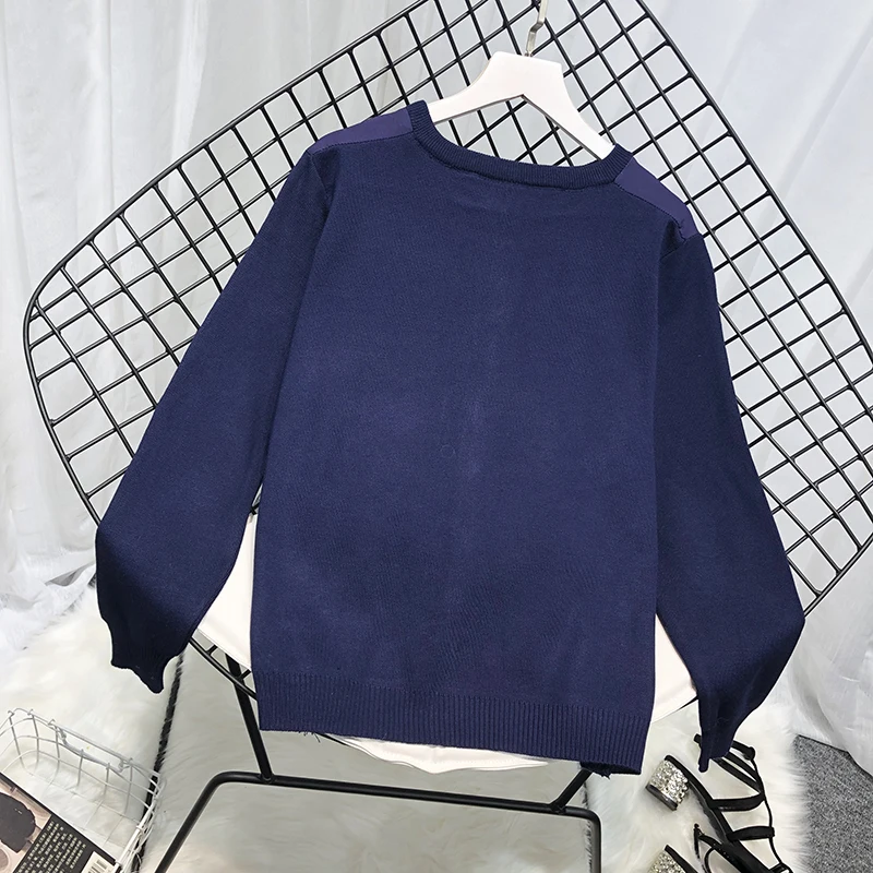 Neploe/Новинка года; сезон осень; вязаный кардиган с принтом «N-Neck»; вязаный кардиган с лоскутной пуговицей; свободный свитер для женщин; 45902
