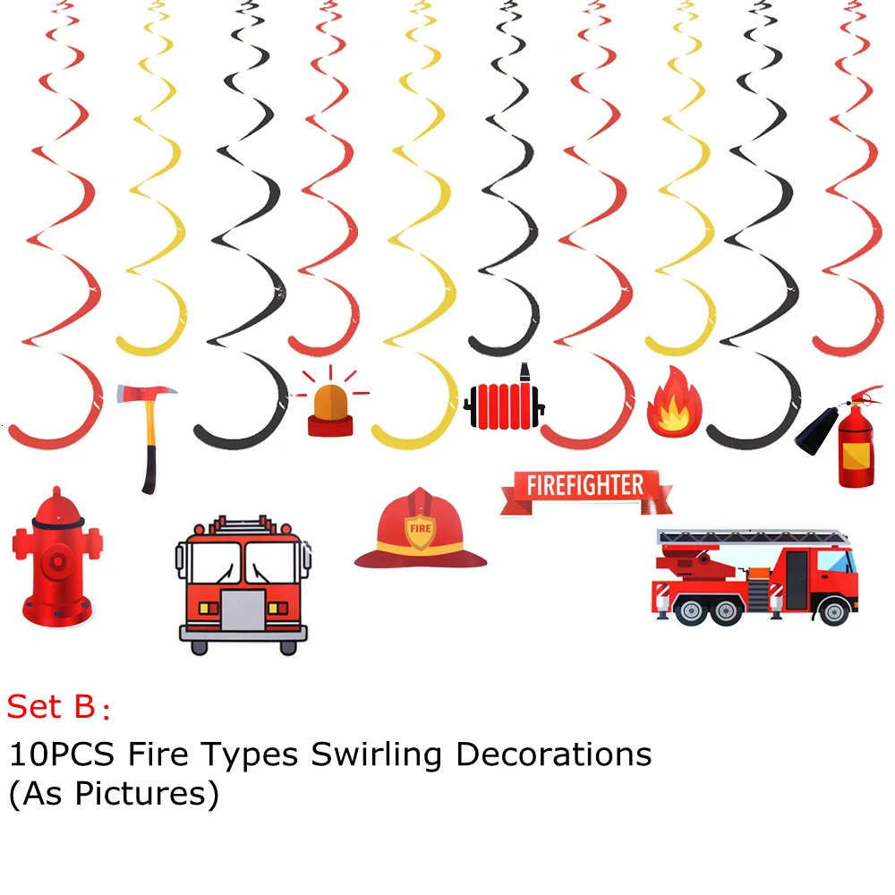 Горячее предложение! Набор пожарных вечерние украшения пожарная машина DIY спиральный орнамент огненная тема вечерние принадлежности для украшения для детского дня рождения - Цвет: Set B