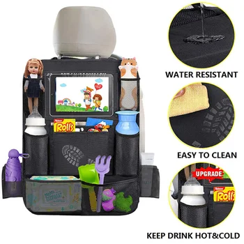

Car Organizer Protector Hanging Storage Bag Car Seat Organizer Tablet Holder Multi-Pocket Protect Cover For Kids Kick Mat Pad