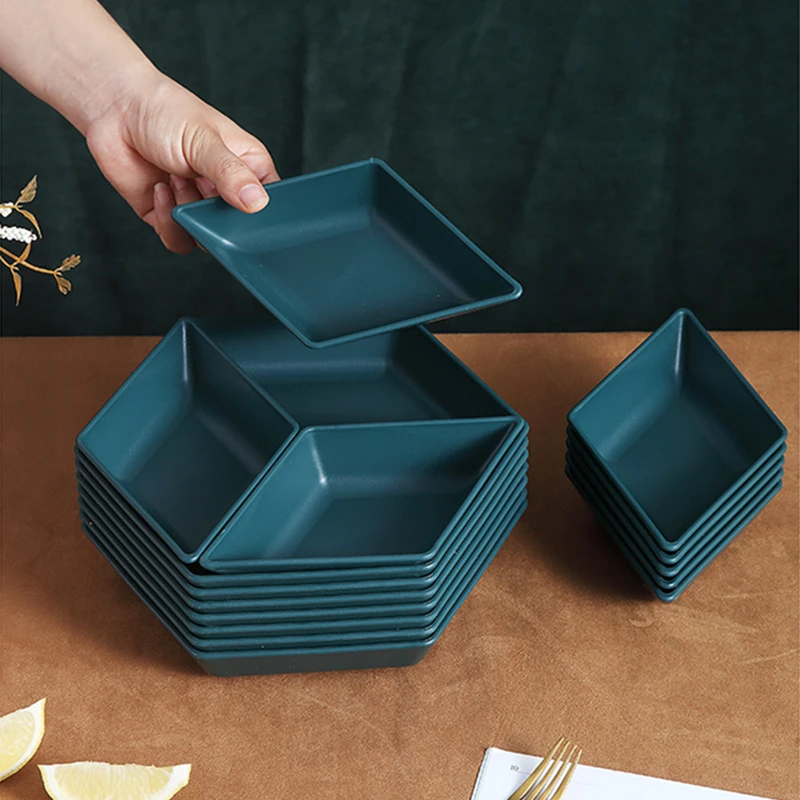 Creative Wheat Straw Plates Unbreakable Dinner Plates Polygon Plate Food Fruit Snack Flavor Plate Dishwasher Microwave Safe