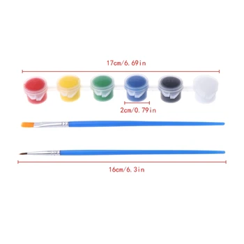 

6 Colors Acrylic Paints w/ 2 Brushes Nail Art Wall Oil Painting Tools Art Supply