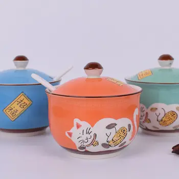 

Ceramic Seasoning Pot High Temperature Resistant Chili Oil Salt Shaker Single Seasoning Pot Sugar Box Set Sauce Bottle Size Oil
