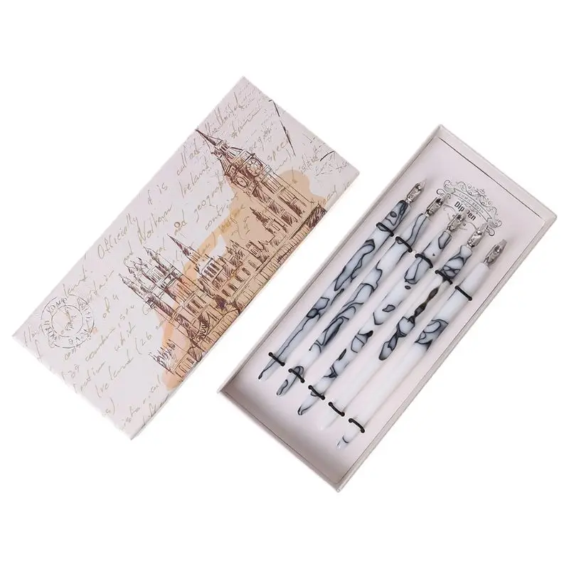 Белый New 5Pcs/Set Acrylic Dip Pen Ceramic Pottery Tools Flat Cartoon Tip Painting Supplies Polymer Clay Art Applicance - Цвет: Белый