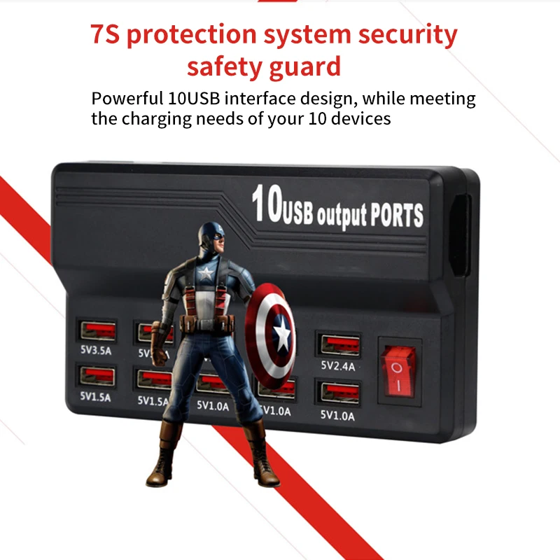 Мульти 10 USB мощность быстрая зарядная станция порт зарядное устройство для IPhone 7 5 5S 6 6S Plus Ipad LG samsung huawei адаптер переменного тока зарядное устройство розетка