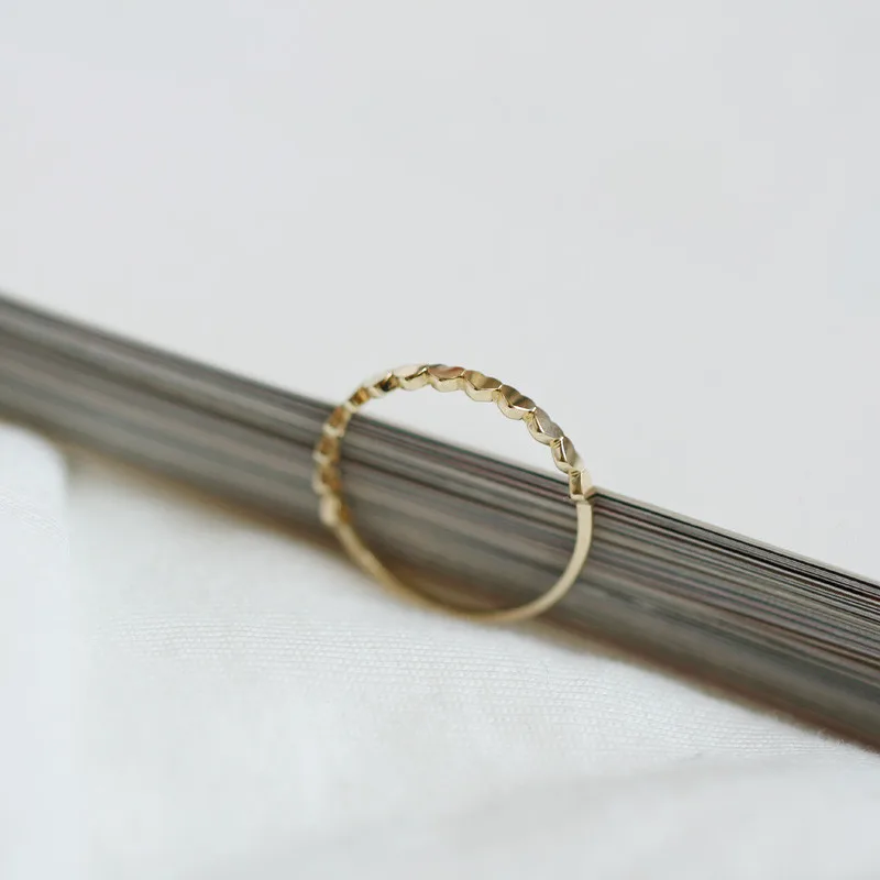 925 Sterling Silver Korean Version Simple Ring Women 14K Plating Gold Heart-shaped Link Tail Ring Jewelry
