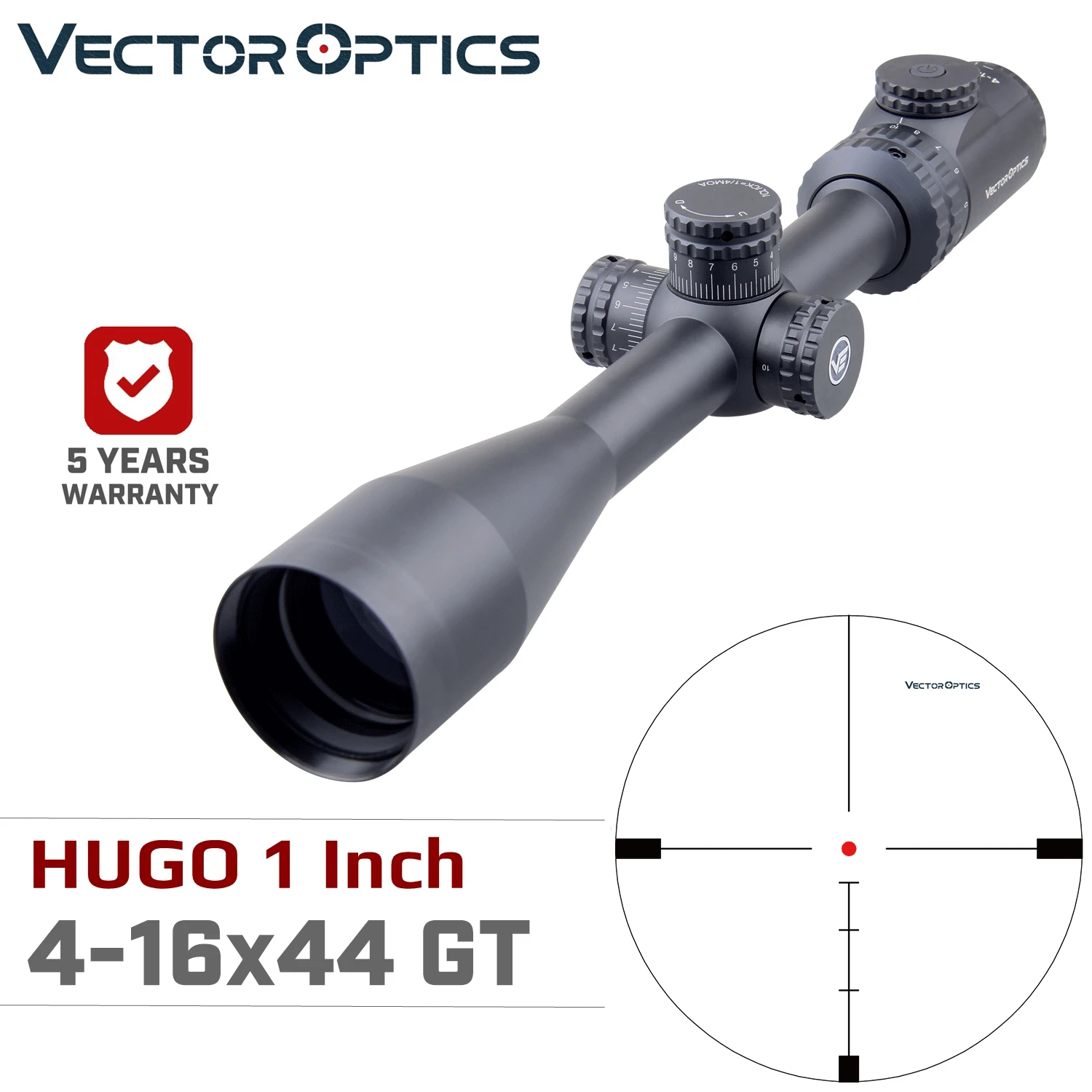 Óptica do Vetor Hugo Polegada Riflescope Min 10y Vidro Iluminado Retículo Torreta Foco Lateral Rem 700 Ruge 10 – 22 4-16×44 gt 1