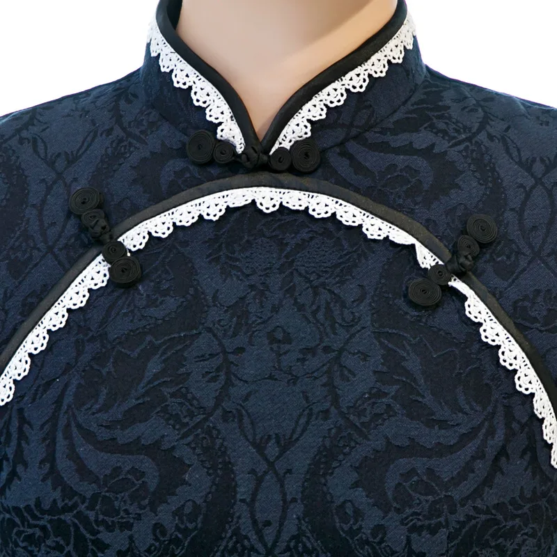 Женская обувь с цветочным принтом Cheongsam M-4XL весенние тонкие туфли в китайском стиле с воротником «Мандарин», длинное платье для женщин S; детская одежда из льна и хлопка Qipao тонкий Платья для вечеринок Vestido