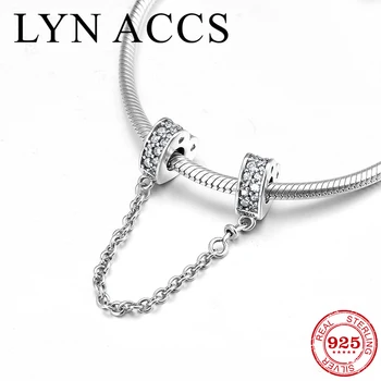 

100% 925 Sterling Silver Inlaid Clear CZ Heart clips Lock beads Fit Original European Charm BraceleT Jewelry making for Women