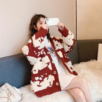 

2020 Single Breasted Cardigan Sweaters Thick Winter Autumn Woman Sweater Knitted Long Sleeve Cardigan Casual Outerwear Tops