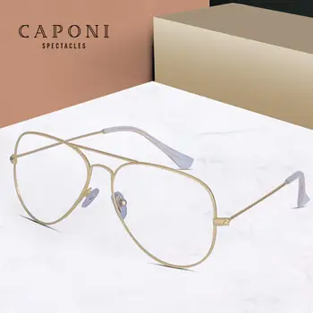 

CAPONI Anti Blue Ray Optical Glasses Fashion Pilot UV Protect Eyeglasses Blue Light Blocking Computer Glasses For Women BF3025