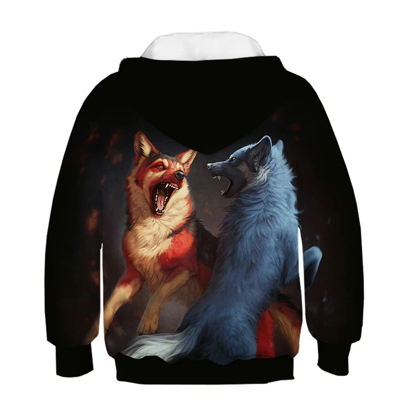 3D Print Wolf Boys Hoodies Coats Autumn Outerwear Kids Animal Hooded Sweatshirt Clothes Children Long Sleeve Pullover Tops children's sweatshirts