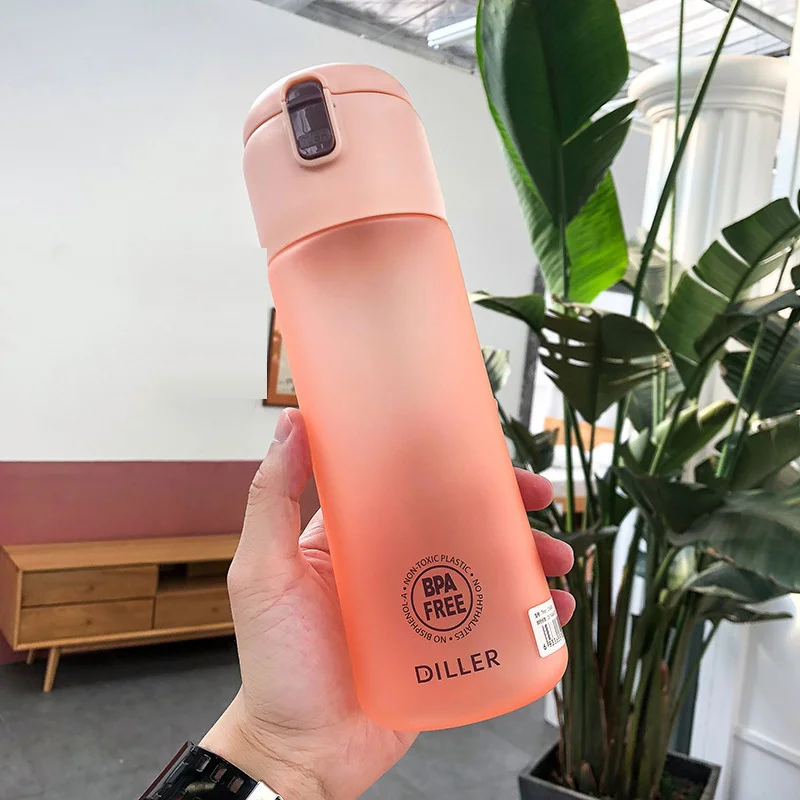 Розовый 650 мл Мода Bpa бесплатно пластиковая бутылка со шкалой света портативный тренажерный зал Спортивная бутылка для питья питье для путешествий бутылки - Цвет: Розовый