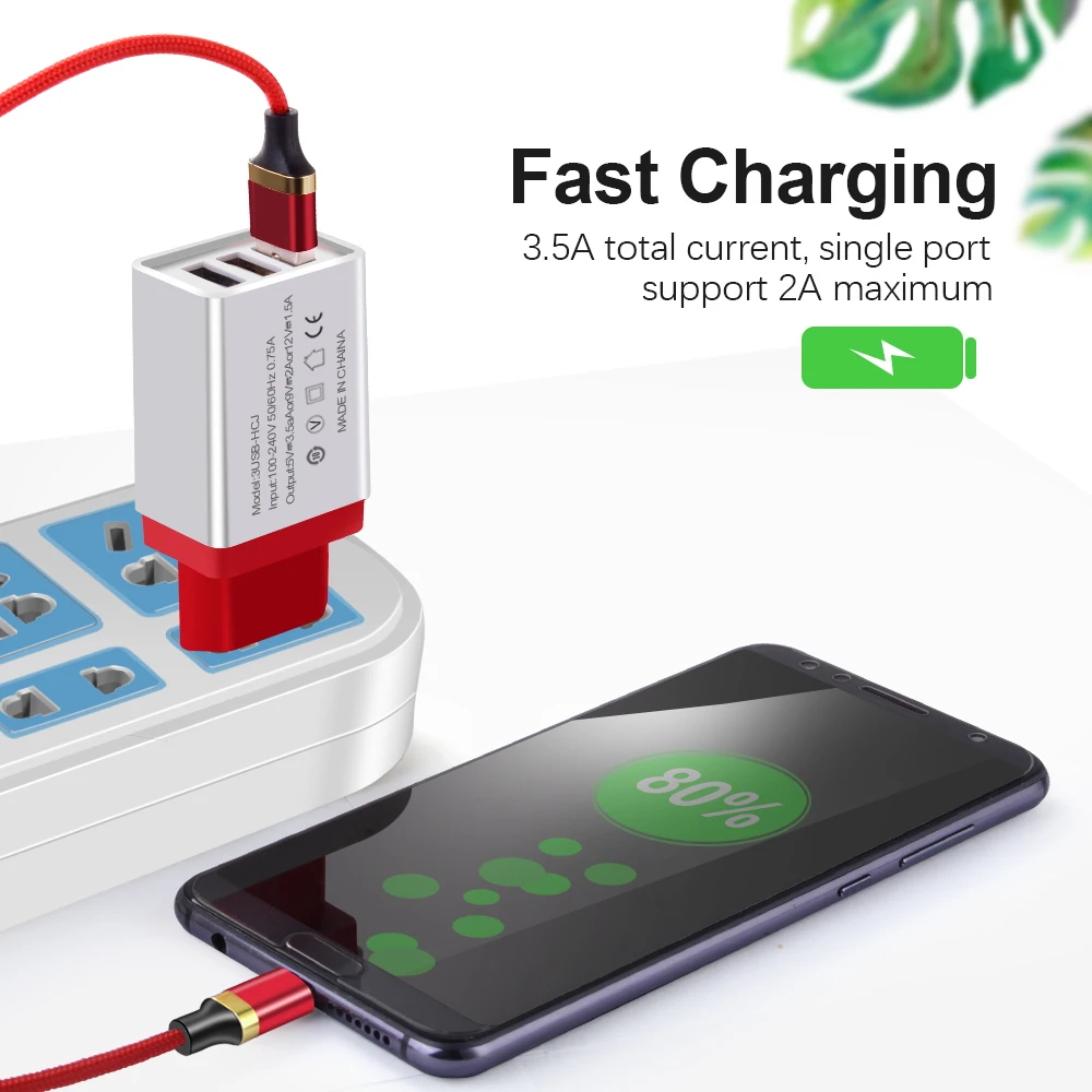Сетевое зарядное устройство с поддержкой быстрой зарядки 3 0 3USB-порта адаптер для