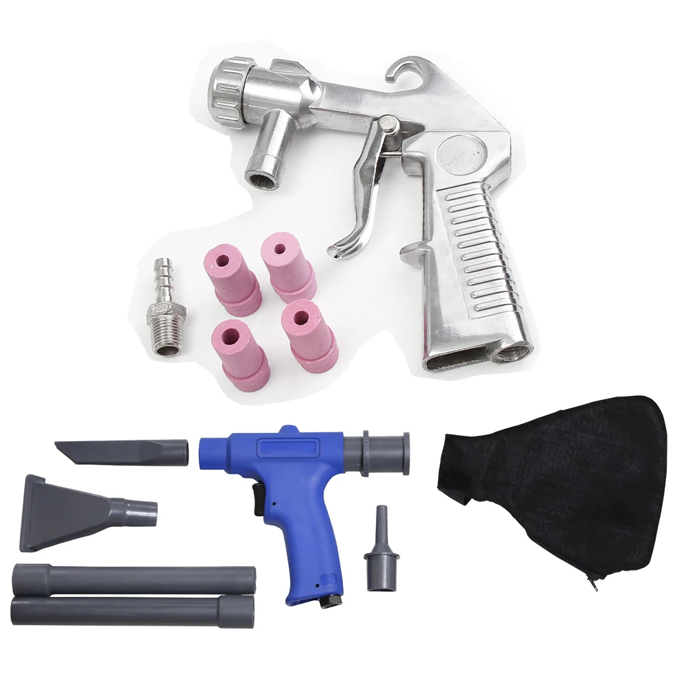 2 in 1 Portable Air Vacuum Blower Suction Gun+ Sand Blaster Set Pneumatic Cleaner Sand-blasting with Accessorries Tool