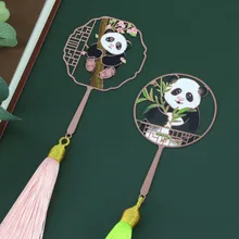 Прекрасная гигантская Закладка-панда кисточки китайский Fengtaohua художественный вентилятор элегантный подарок свежие металлические закладки
