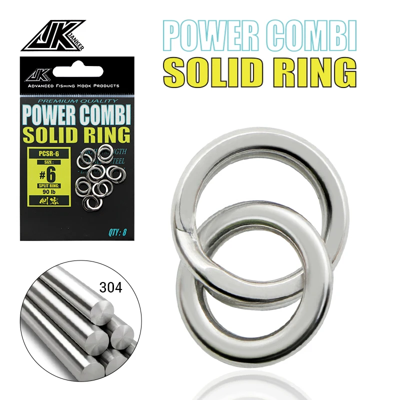 JK 55-200LB Power Combi Stainless Steel Fishing Split Rings Lure Solid Ring  Loop For Blank Crank Bait Tool Kit Metal Key Holder