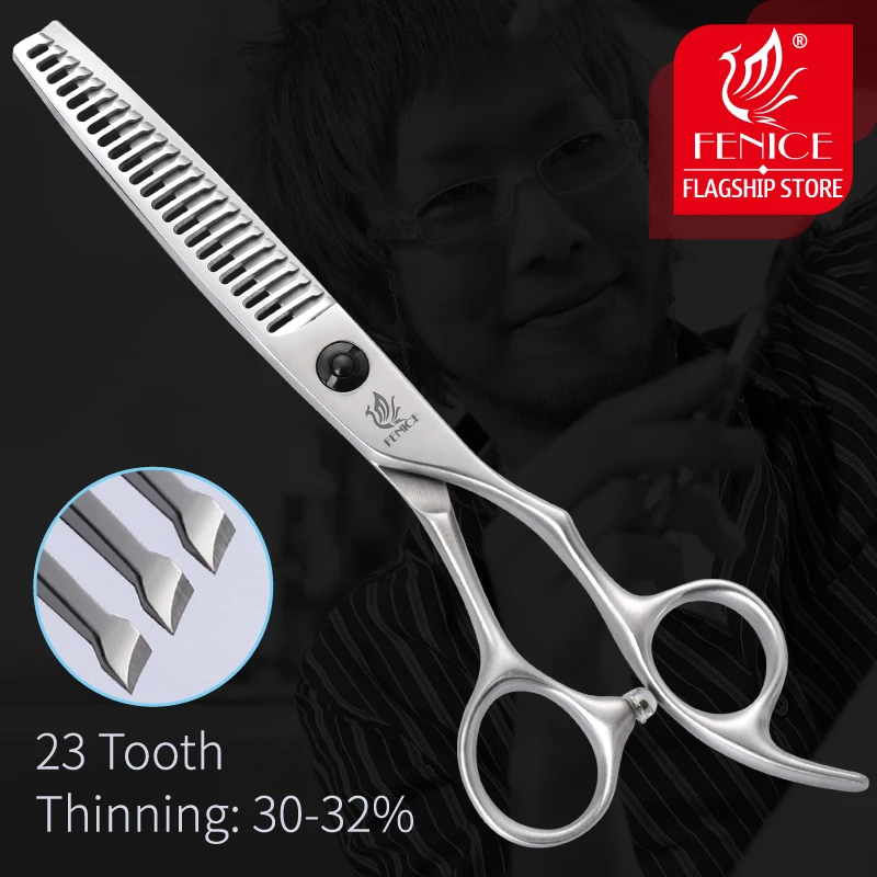 

Fenice Professional Hair Scissors 6.0inch Japanese 440C Thinning Scissors Traceless 23 Teeth Thinning Rate 30% Barbershop