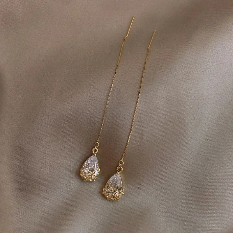 2021 New Arrival Crystal Trendy Women Dangle Earrings Simple Fashion Elegant Pearl Earring Female Rhinestone Temperament Jewelry