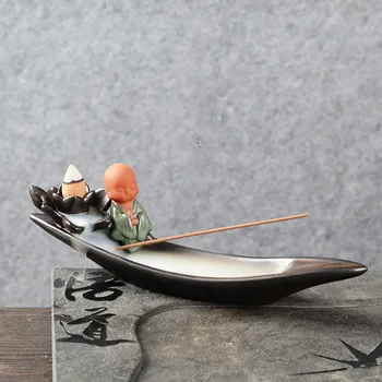 

Fully Loaded Backflow Incense Burner Buddhism Decoration Zen Ceramic Monk Set for Home Decor for Incense Sticks Holder