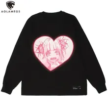 

Aolamegs Sweatshirt Cartoon Comics Girl Heart-shape Print Pullover All-match Casual Cozy Fashion College Style Streetwear Couple