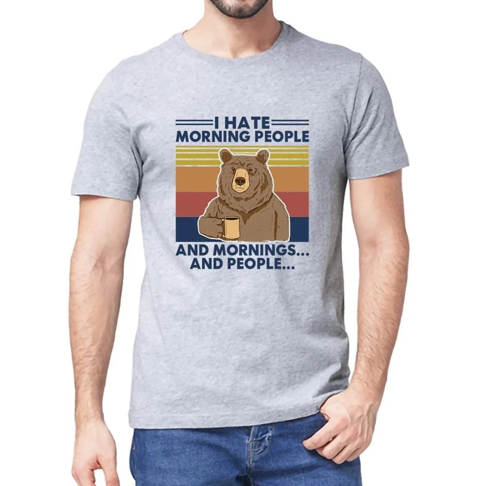 Camping Bear I Hate Morning People and Mornings and People Men's Funny T-shirt