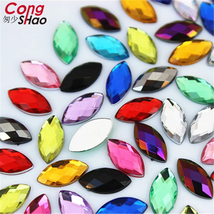 Buttons Crafts 200PCS 5*10mm Horse eye Acrylic Rhinestones crystal Flat