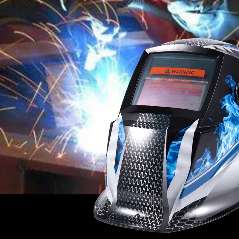 Welding Helmet Mask Solar Auto Darkening,Adjustable Shade Range DIN 9-13/Rest DIN 4,Welder Protective Gear ARC MIG TIG(Blue Rac