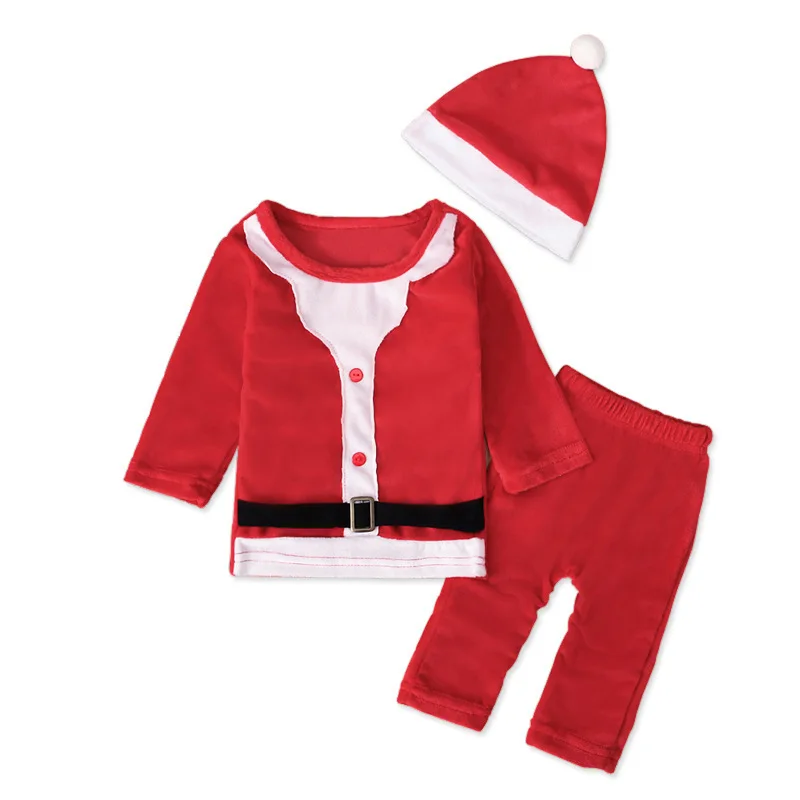 

Children age season in Europe and America style private Santa Claus three-piece suit + hat children's clothes