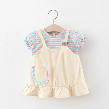 

Summer Baby Girl Clothes 2020 New Cotton Striped Baby Dress Birthday Party Dress Newborn Infant Toddler Dresses