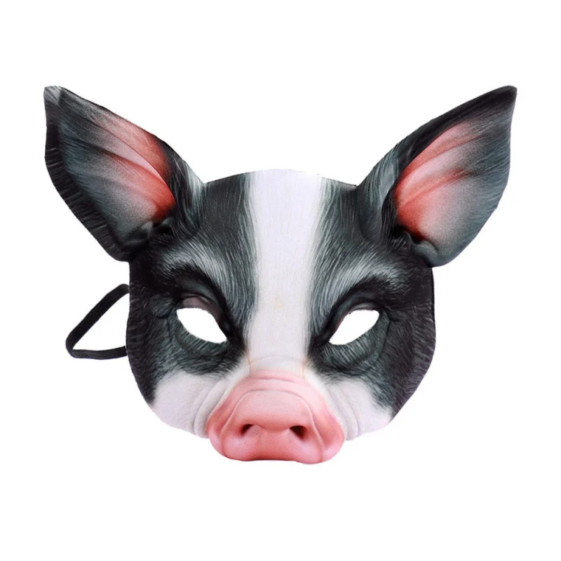 

Halloween Funny Cosplay Animal Realstic 3D Pig Mask Carnival Party Half Face White Black Anime Cosplay EVA MaskCMMA
