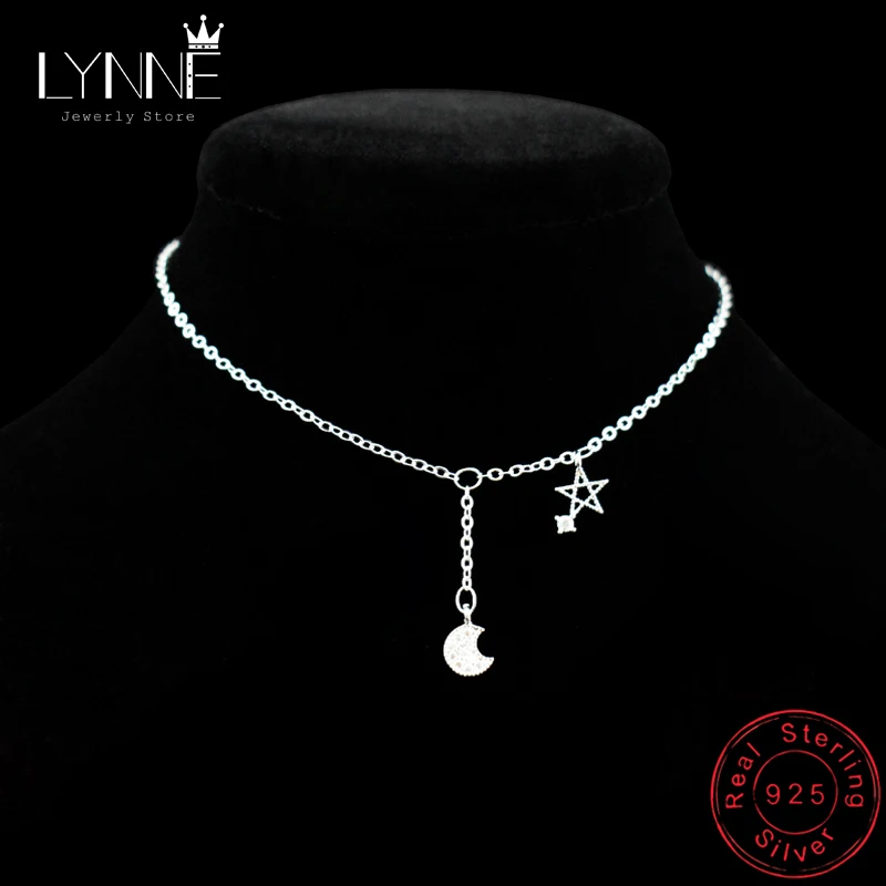 New Fashion 925 Sterling Silver Star&Moon Zircon Pendant Anklet Bracelet Constellation Symbol Foot Chain Women&Girl Jewelry Gift