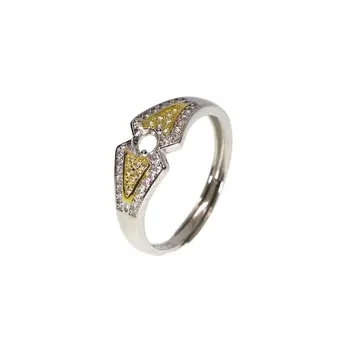 

4MM round simple gold silver Gemstone CZ stone prong bezel solid 925 sterling silver adjustable ring settings 1214031