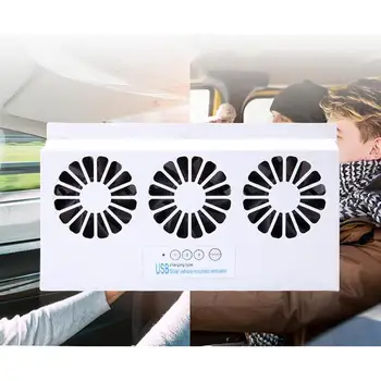 

Car Cooler Front/Rear Window Radiator Exhaust Fan Dual-mode Solar/USB Powered Car Exhaust Fan Auto Ventilation Fan