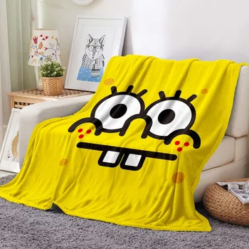 

SpongeBob Flannel Blanket 3D Print Cartoon Fleece Blanket Travel Throw Blanket For Kids Adults Blanket Home Fluffy Blanket