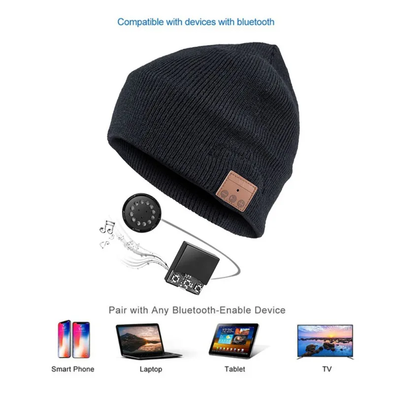 Водонепроницаемая пленка Встроенный микрофон Hands Free Talking Bluetooth cap плоская штифтовая тёплая шапка музыкальная шапка