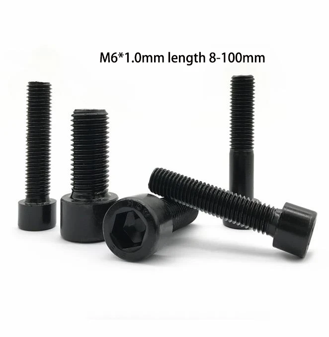 Ранг 8,8 Сталь M6* 1,0 внутренняя головка чашки с шестигранным приводом ковочный станок токарный станок рабочие станции винт токарный инструмент Арбор болт Черный