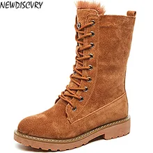 Новинка года; зимние ботинки из натуральной кожи; женские зимние ботинки; женская обувь; женские ботинки на платформе с спилком со Свинкой; обувь на танкетке